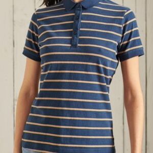 Superdry Organic Cotton Academy Stripe Short Sleeve Polo Shirt size 10